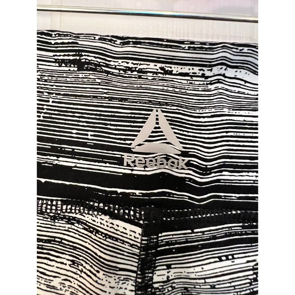 Reebok Speedwick Workout Leggings Black White Size‎ M - Picture 3 of 5